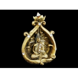 Buddha in Lotus Flower Cave Design Backflow Incense Cone Burner