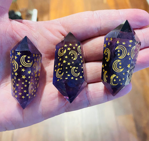 Amethyst Double Generator~Gold Etched