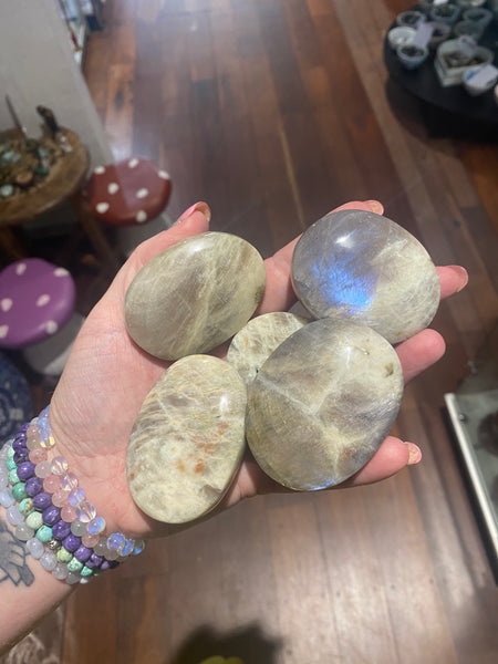 Natural Moonstone Palm Stone