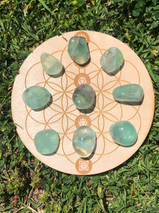 Green fluorite tumbles