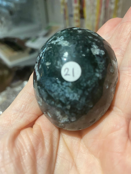 Moss Agate Palm Stone large