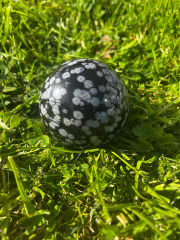 Snowflake obsidian sphere