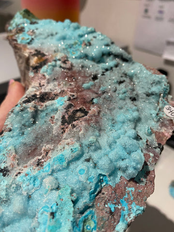druzy chrysocolla on Cobalto calcite with malachite inclusions