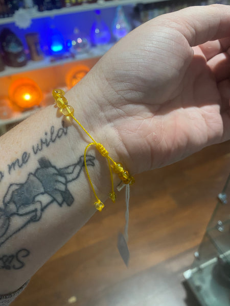 Chakra and Amber drawstring bracelet