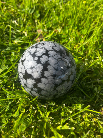 Snowflake obsidian sphere