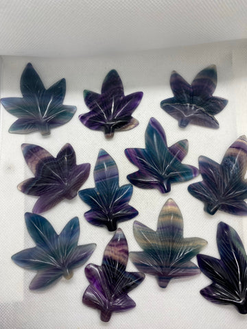 Rainbow Fluorite Hemp Leaf