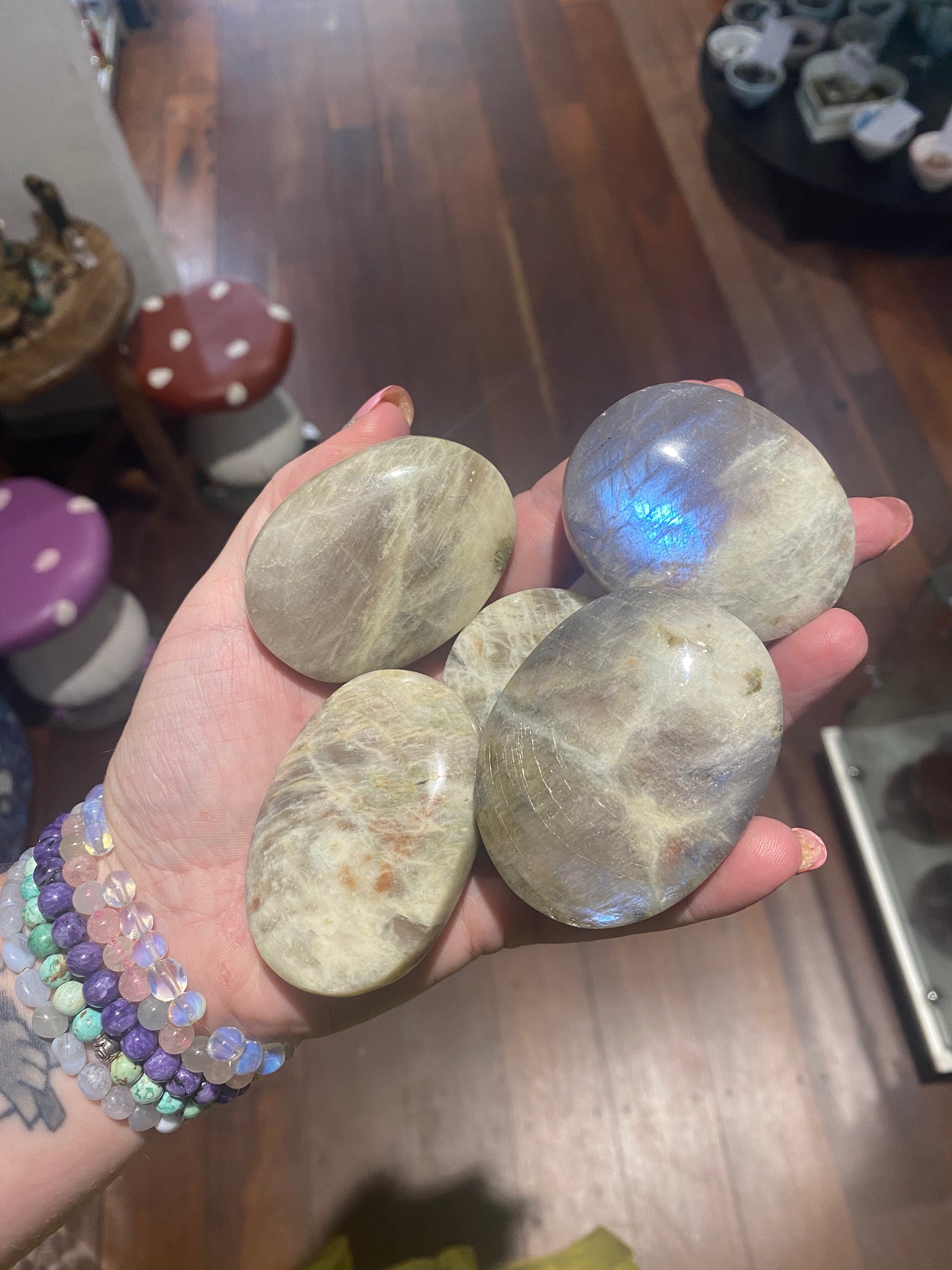 Natural Moonstone Palm Stone