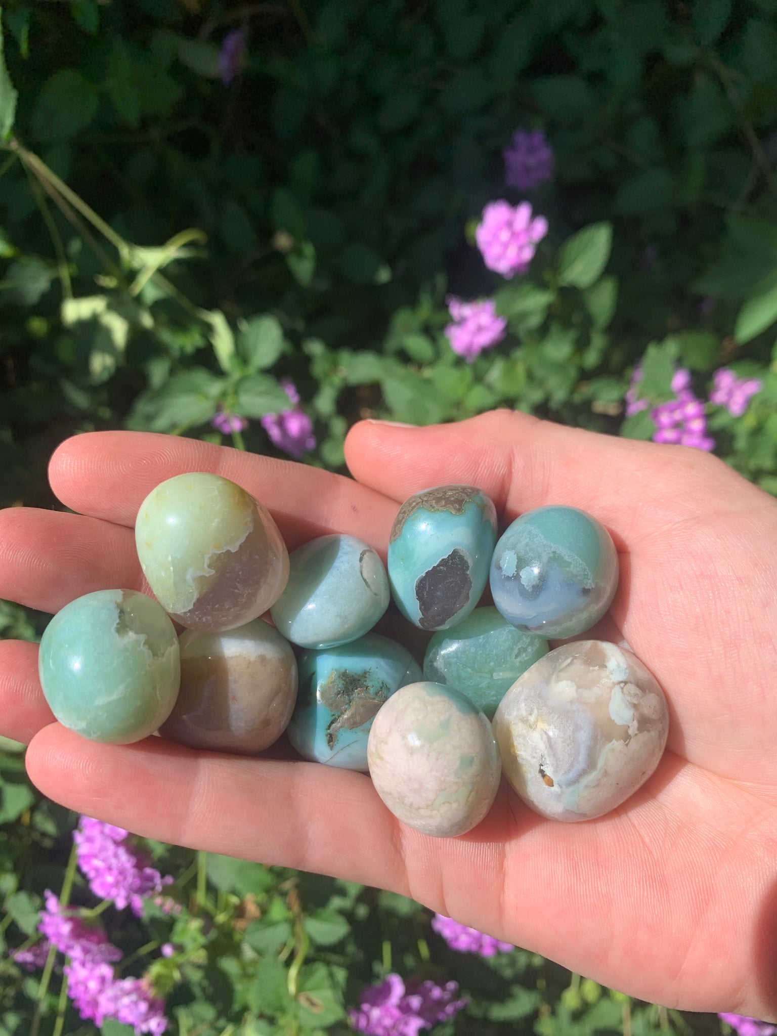Green Flower Agate Tumble