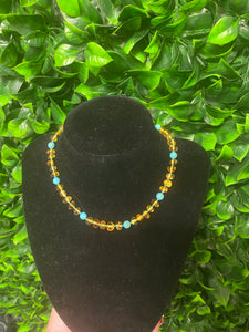 Amber and turquoise necklace #2
