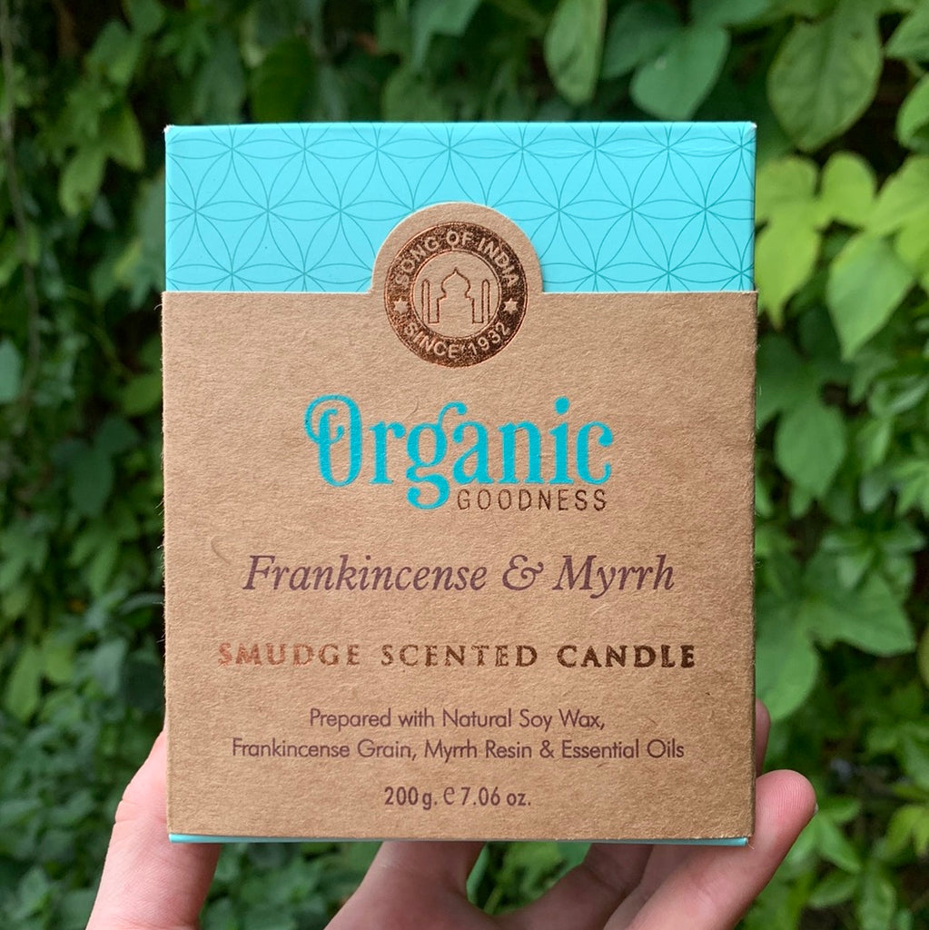 Scented soy wax candle Frankincense & Myrrh, Organic Goodness