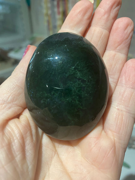 Moss Agate Palm Stone large