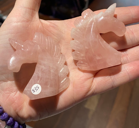Rose Quartz Unicorn Carving