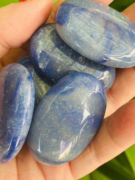 Blue Agate Palm Stone