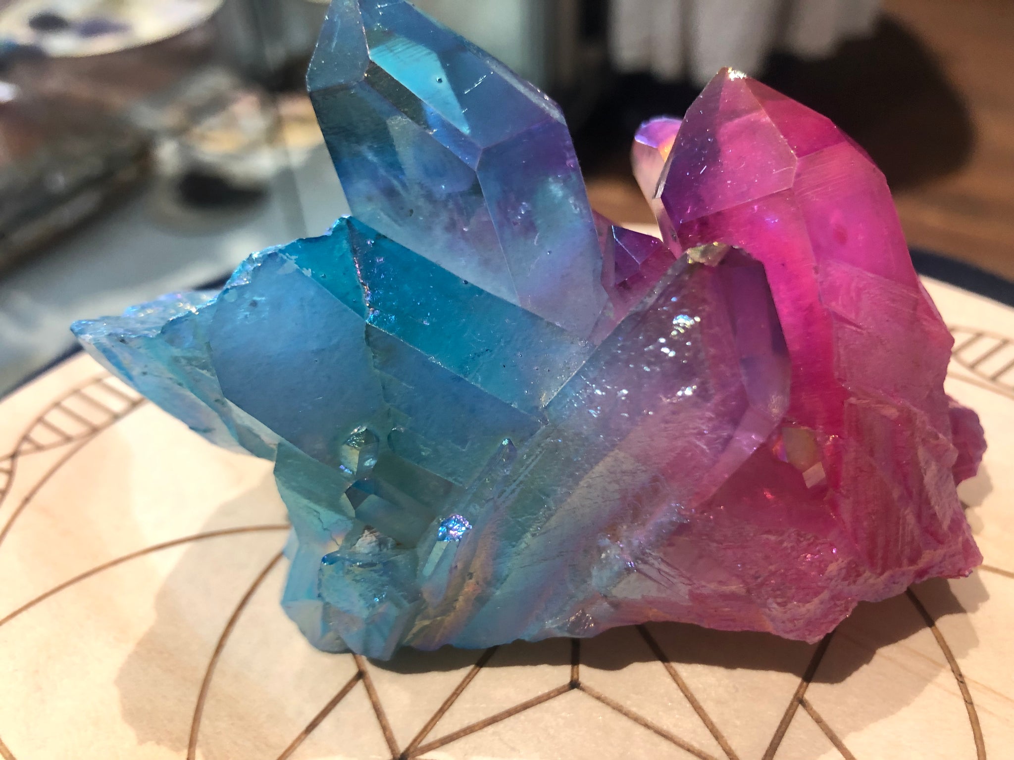 Aura quartz cluster