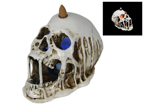 Skull Head Light Up Cave Design Backflow Incense Cone Burner
