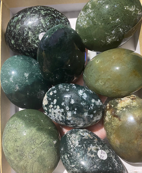 Moss Agate Palm Stone large