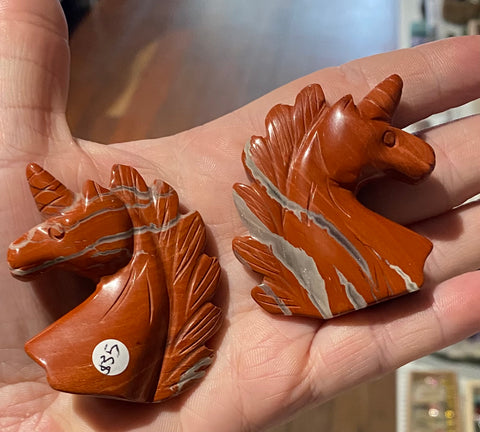 Red Jasper Unicorn Carving