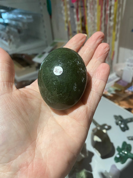 Moss Agate Palm Stone large