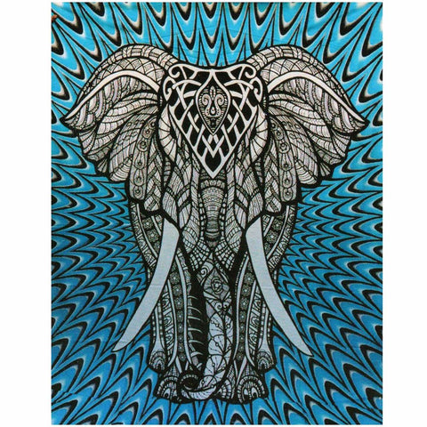 Blue & White Elephant Tapestry