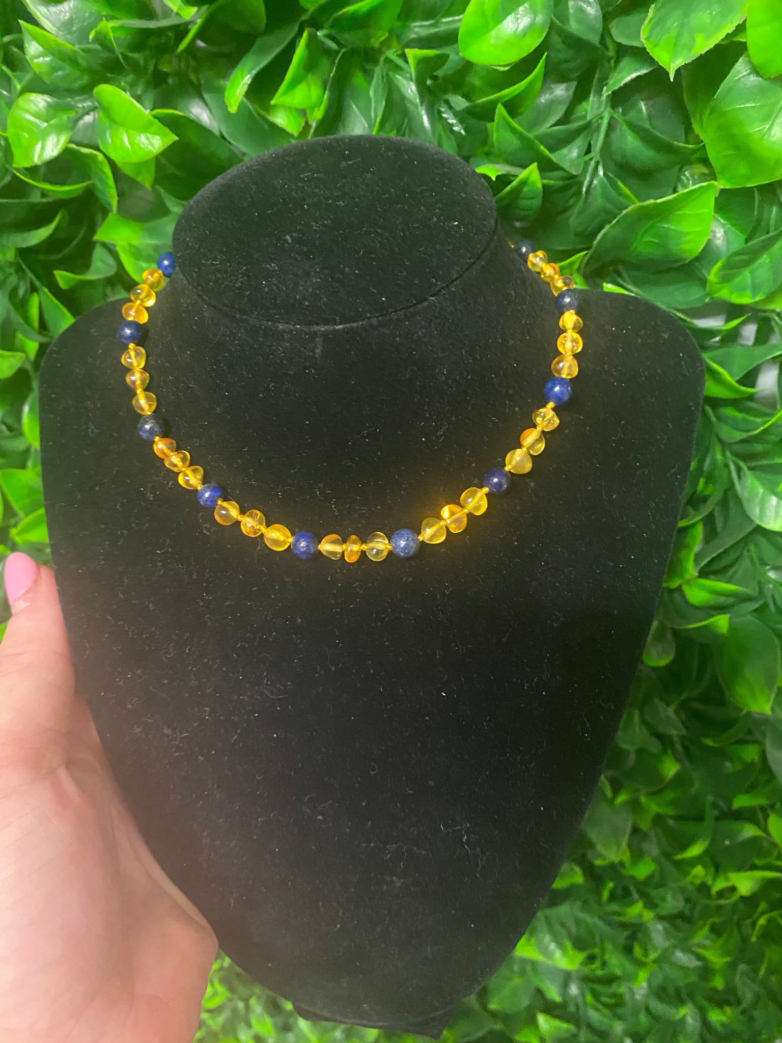 Amber and lapis necklace