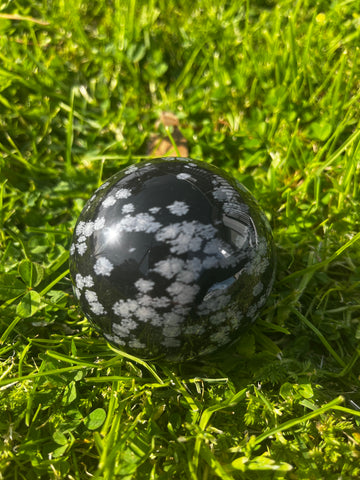 Snowflake obsidian sphere