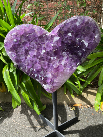 Giant Amethyst Heart on Stand