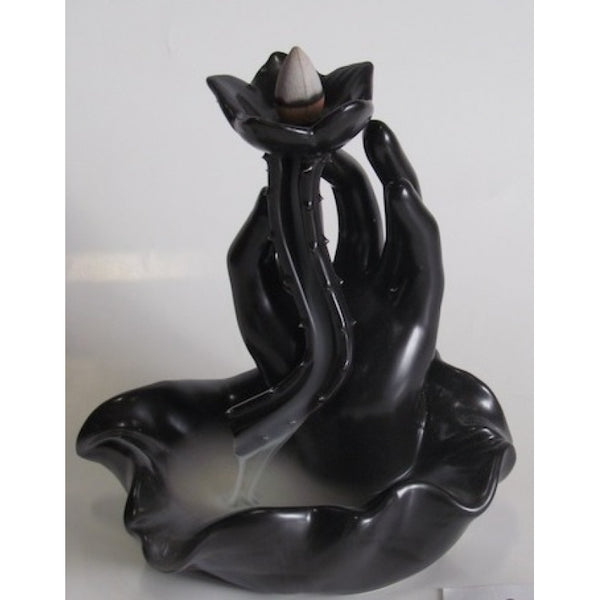 Black Ceramic Waterfall Design Backflow Incense Cone Burner