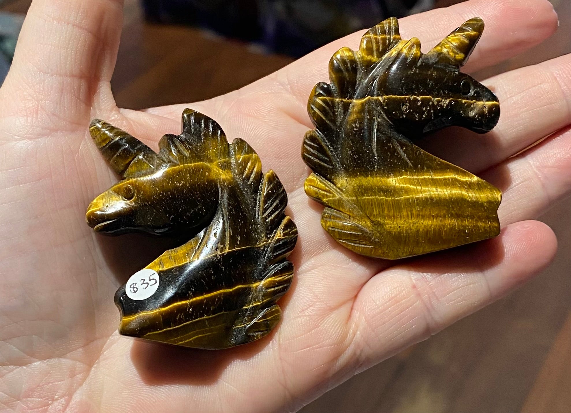 Tiger Eye Unicorn Carving