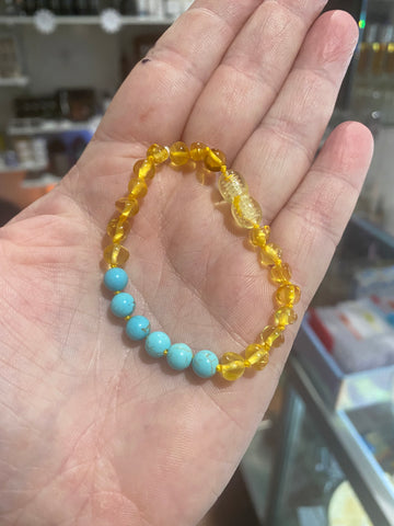 Amber(light)turquoise screw up baby bracelet