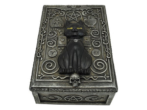 ANTIQUE SILVER WITCHES CAT TAROT BOX